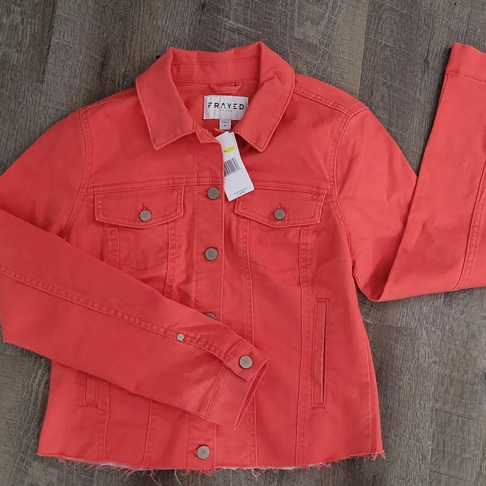 Frayed brand denim jacket